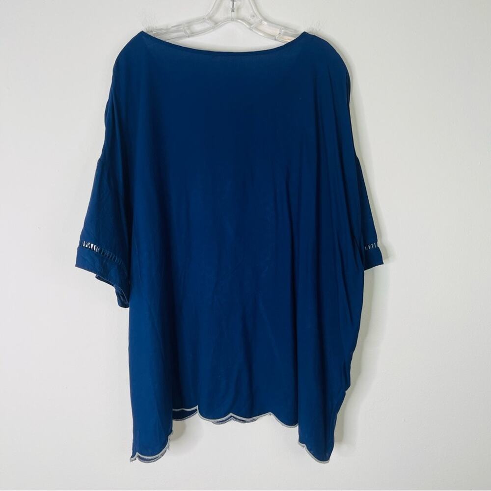 Blue pink floral embroidered boho boxy cottagecore top XXL - Picture 6 of 6